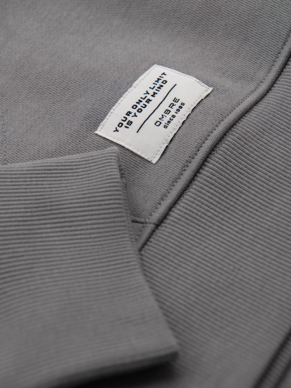 Ombre Clothing Pánská mikina BASIC s klokankou a kapucí - šedá V8 B1674 Ombre Clothing