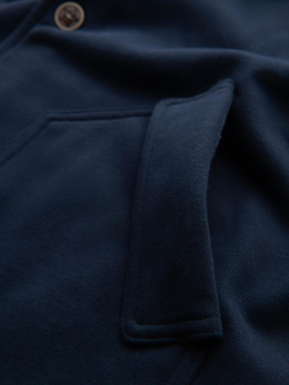 Ombre Clothing Pánská mikina na knoflíky se stojáčkem - tmavě modrá V4 OM-SSZP-0240 Ombre Clothing