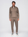Ombre Clothing Pánská tepláková souprava mikina s límečkem + kalhoty jogger - šedohnědá V3 Z117 Ombre Clothing