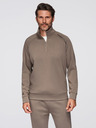 Ombre Clothing Pánská tepláková souprava mikina s límečkem + kalhoty jogger - šedohnědá V3 Z117 Ombre Clothing