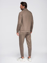 Ombre Clothing Pánská tepláková souprava mikina s límečkem + kalhoty jogger - šedohnědá V3 Z117 Ombre Clothing