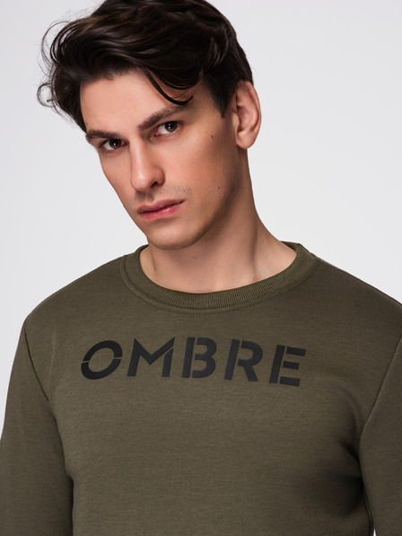 Ombre Clothing Klasická pánská mikina s nápisy - tmavě šedá V2 B1711 Ombre Clothing
