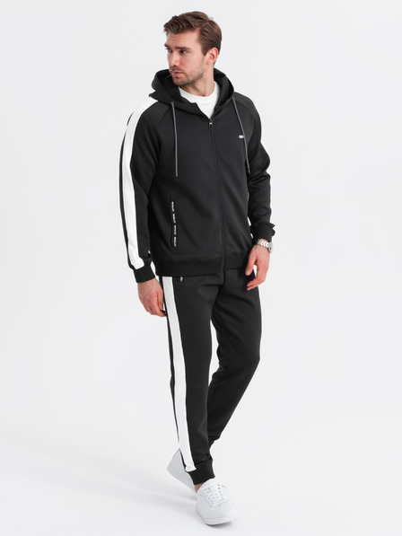 Ombre Clothing Pánská oldschoolová tepláková souprava mikina s kapucí + kalhoty jogger - černá V1 Z118 Ombre Clothing