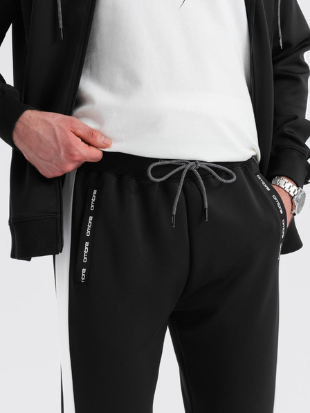 Ombre Clothing Pánská oldschoolová tepláková souprava mikina s kapucí + kalhoty jogger - černá V1 Z118 Ombre Clothing