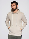 Ombre Clothing Pánská mikina BASIC s klokankou a kapucí - světle béžová V1 B1674 Ombre Clothing