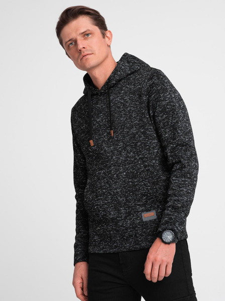 Ombre Clothing Pánská nepropínací klokaní mikina s kapucí - graphite melange V2 B1675 Ombre Clothing