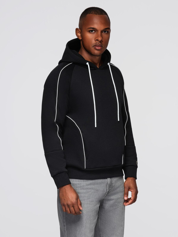 Ombre Clothing Pánská mikina s kontrastním prošíváním a kapucí - černá V1 OM-SSNZ-0250 Ombre Clothing