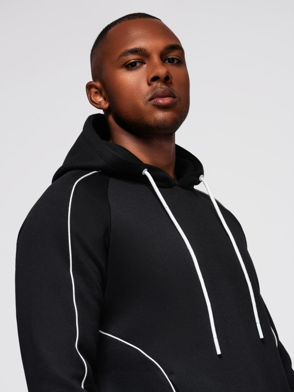 Ombre Clothing Pánská mikina s kontrastním prošíváním a kapucí - černá V1 OM-SSNZ-0250 Ombre Clothing