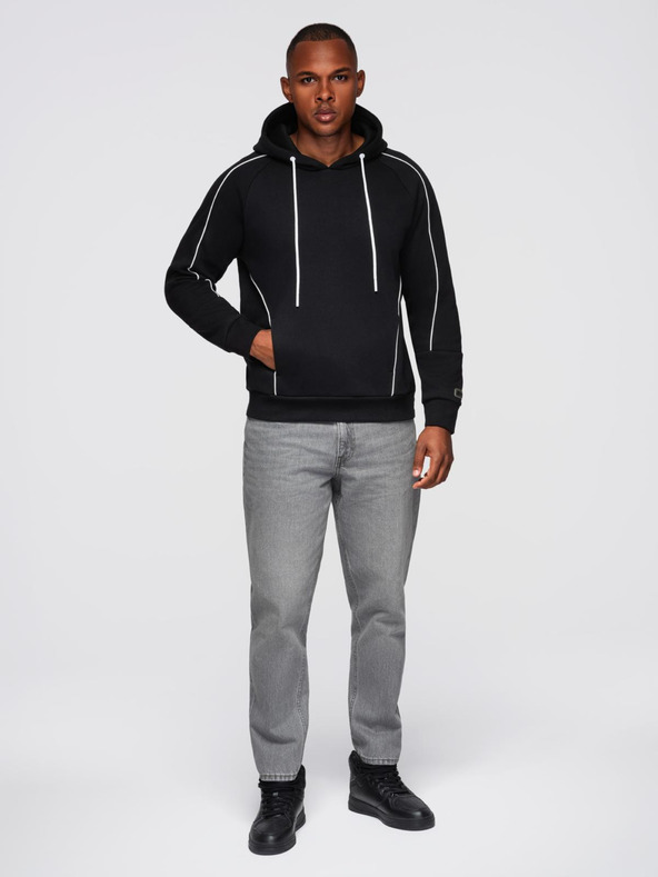Ombre Clothing Pánská mikina s kontrastním prošíváním a kapucí - černá V1 OM-SSNZ-0250 Ombre Clothing