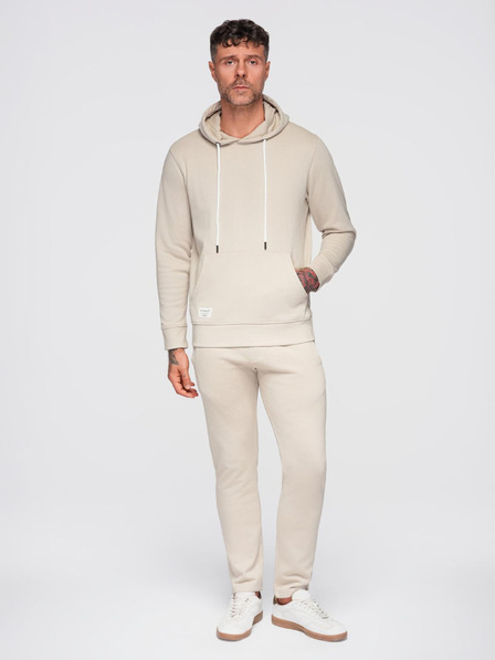 Ombre Clothing Pánská tepláková souprava mikina + kalhoty regular fit - béžová V1 Z120 Ombre Clothing