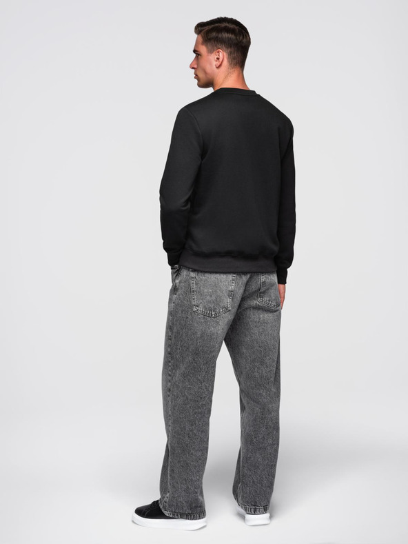 Ombre Clothing Klasická pánská mikina s nápisy - černá V4 B1711 Ombre Clothing