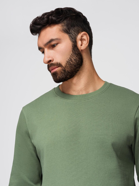 Ombre Clothing Pánská tepláková souprava mikina s kulatým výstřihem + kalhoty regular fit - světle zelená V3 Z122 Ombre Clothing