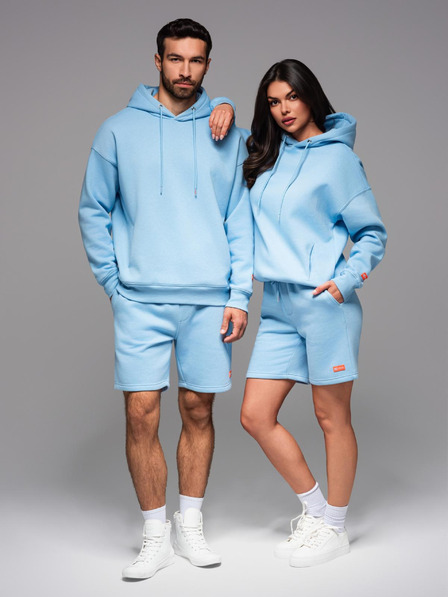 Ombre Clothing UNISEX tepláková souprava mikina + šortky - modrá V8 Z110 Ombre Clothing