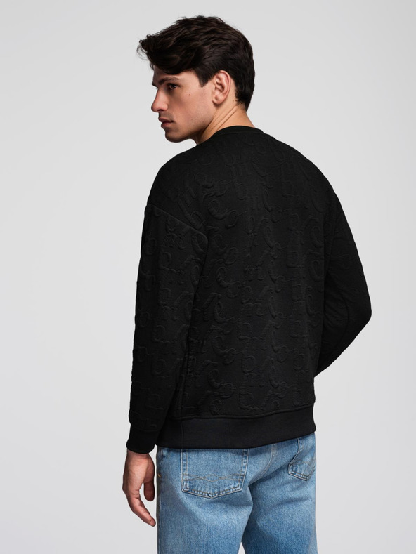 Ombre Clothing Pánská mikina RELAXED FIT s vyraženým nápisem - černá V1 B1712 Ombre Clothing