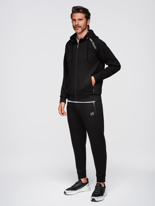 Ombre Clothing Pánská tepláková souprava mikina s kapucí + tepláky jogger - černá V1 Z115 Ombre Clothing