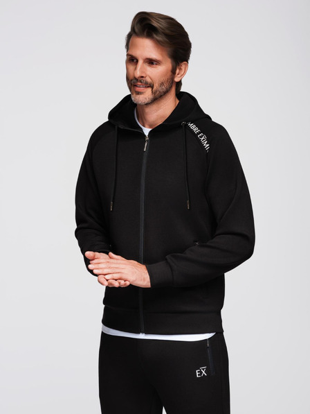 Ombre Clothing Pánská tepláková souprava mikina s kapucí + tepláky jogger - černá V1 Z115 Ombre Clothing