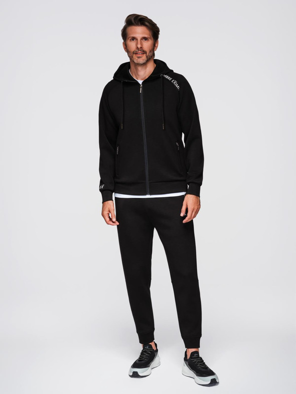 Ombre Clothing Pánská tepláková souprava mikina s kapucí + tepláky jogger - černá V1 Z115 Ombre Clothing