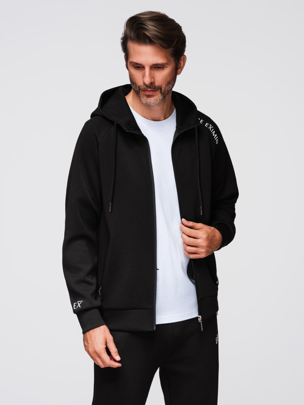 Ombre Clothing Pánská tepláková souprava mikina s kapucí + tepláky jogger - černá V1 Z115 Ombre Clothing