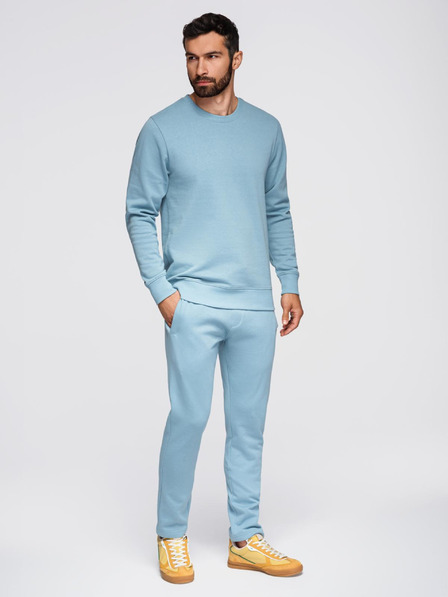 Ombre Clothing Pánská tepláková souprava mikina s kulatým výstřihem + kalhoty regular fit - světle modrá V7 Z122 Ombre Clothing