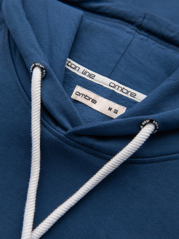 Ombre Clothing Pánská mikina BASIC s klokankou a kapucí - tmavě modrá V4 B1674 Ombre Clothing