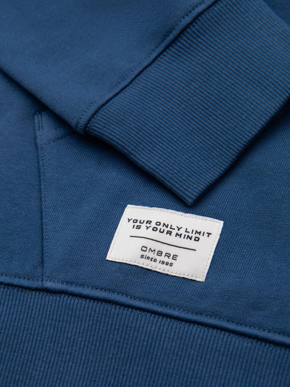 Ombre Clothing Pánská mikina BASIC s klokankou a kapucí - tmavě modrá V4 B1674 Ombre Clothing