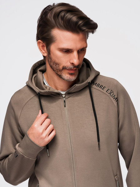 Ombre Clothing Pánská tepláková souprava mikina s kapucí + tepláky jogger - šedohnědá V3 Z115 Ombre Clothing