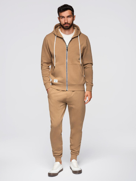 Ombre Clothing Pánská tepláková souprava mikina s kapucí + kalhoty jogger - camel V2 Z119 Ombre Clothing