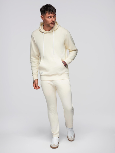 Ombre Clothing Pánská tepláková souprava mikina + kalhoty regular fit - krémová V11 Z120 Ombre Clothing