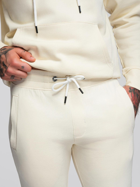 Ombre Clothing Pánská tepláková souprava mikina + kalhoty regular fit - krémová V11 Z120 Ombre Clothing