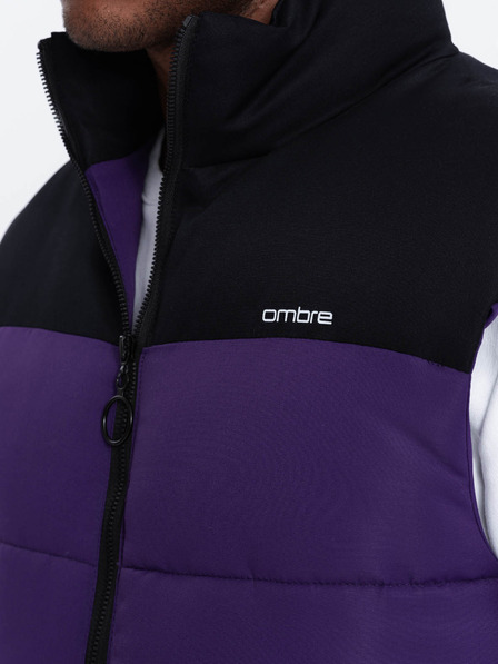 Ombre Clothing PÁNSKÉ PROŠÍVANÉ TRIČKO BEZ RUKÁVŮ V63 - FIALOVÉ Ombre Clothing