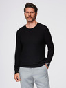 Ombre Clothing Strukturovaný pánský svetr s kulatým výstřihem - černý V3 OM-SWSW-0181 Ombre Clothing