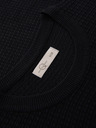 Ombre Clothing Strukturovaný pánský svetr s kulatým výstřihem - černý V3 OM-SWSW-0181 Ombre Clothing