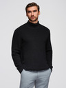 Ombre Clothing Pánský klasický bavlněný svetr s rolákem - černý V4 OM-SWTN-0162 Ombre Clothing