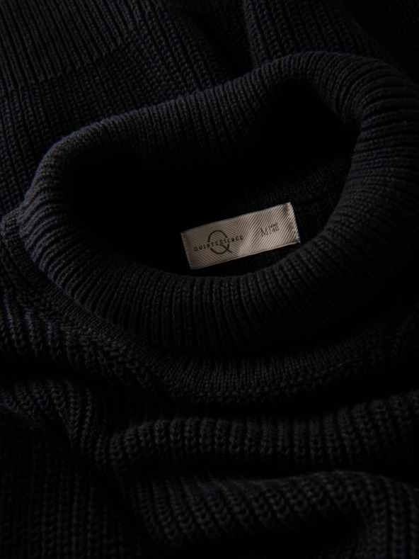 Ombre Clothing Pánský klasický bavlněný svetr s rolákem - černý V4 OM-SWTN-0162 Ombre Clothing