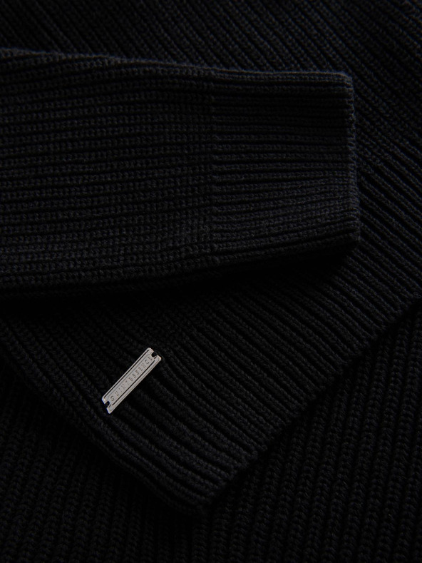Ombre Clothing Pánský klasický bavlněný svetr s rolákem - černý V4 OM-SWTN-0162 Ombre Clothing