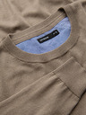 Ombre Clothing BASIC pánský klasický viskózový svetr s kulatým výstřihem - tmavě béžový V15 OM-SWBS-0106 Ombre Clothing