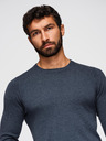 Ombre Clothing BASIC pánský viskózový svetr s kulatým výstřihem - tmavě modrý melír V16 OM-SWBS-0106 Ombre Clothing