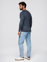 Ombre Clothing BASIC pánský viskózový svetr s kulatým výstřihem - tmavě modrý melír V16 OM-SWBS-0106 Ombre Clothing