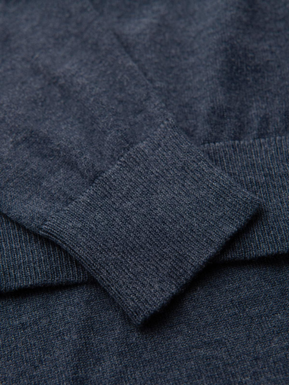 Ombre Clothing BASIC pánský viskózový svetr s kulatým výstřihem - tmavě modrý melír V16 OM-SWBS-0106 Ombre Clothing