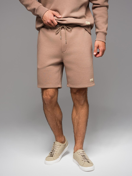 Ombre Clothing Unisex teplákové šortky s žebrovaným pasem - hnědé V16 OU-SRBC-0101 Ombre Clothing