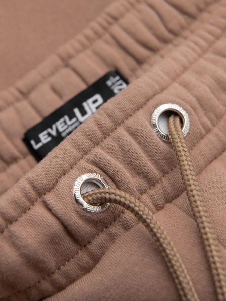 Ombre Clothing Unisex teplákové šortky s žebrovaným pasem - hnědé V16 OU-SRBC-0101 Ombre Clothing