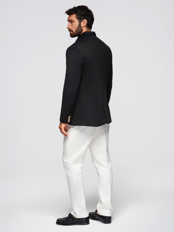 Ombre Clothing Pánská pletená bunda ve fitted střihu - černá V5 OM-BLZB-0100 Ombre Clothing