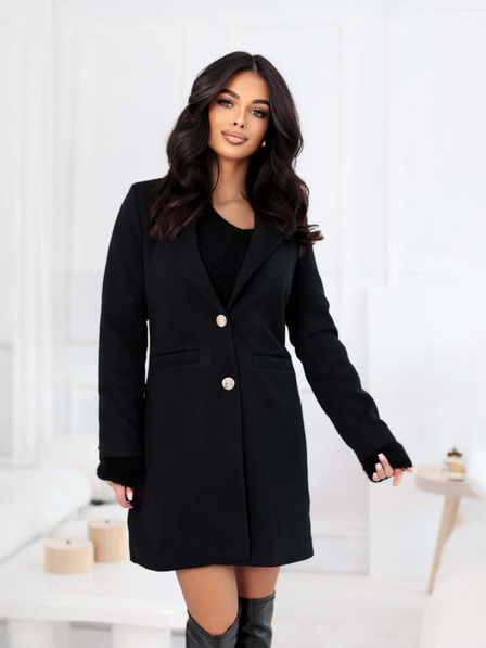 Edoti Módní dámský kabát CLR042 - černý EDOTI