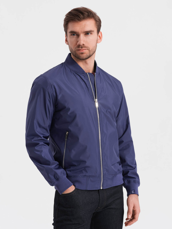 Ombre Clothing Pánská jarní bomber bunda C439 - námořnická