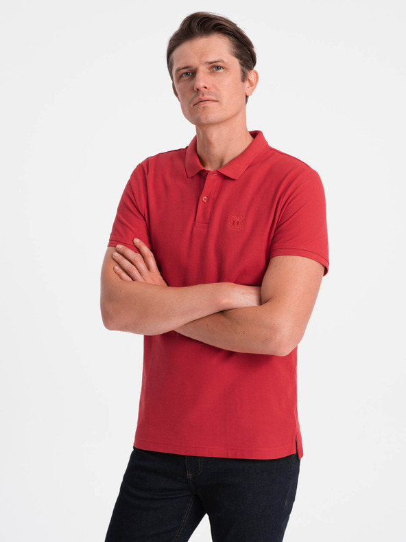 Ombre Clothing Červené pánské basic polo tričko Ombre Clothing