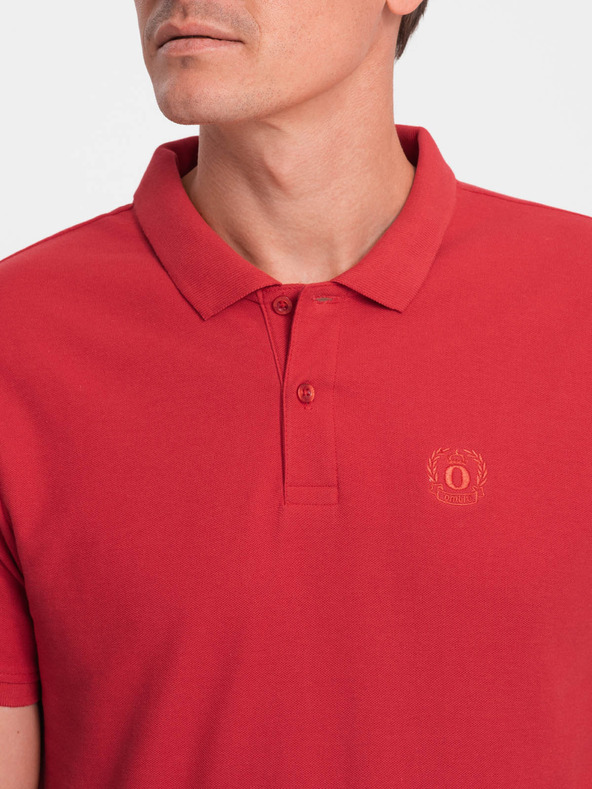 Ombre Clothing Červené pánské basic polo tričko Ombre Clothing