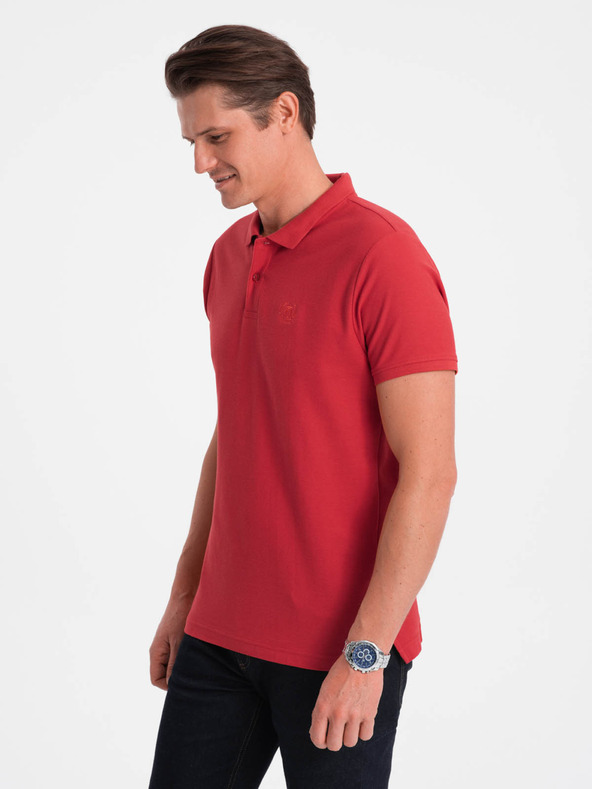Ombre Clothing Červené pánské basic polo tričko Ombre Clothing