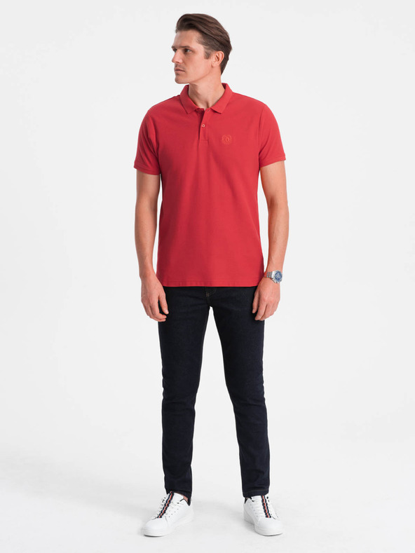Ombre Clothing Červené pánské basic polo tričko Ombre Clothing