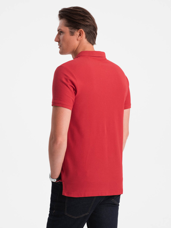 Ombre Clothing Červené pánské basic polo tričko Ombre Clothing