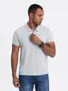 Ombre Clothing Světle šedé pánské basic polo tričko Ombre Clothing